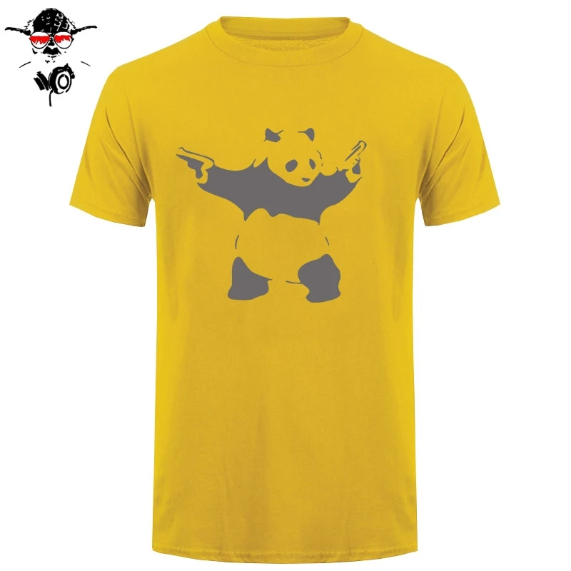 Новая летняя футболка с рисунком банкси панды пистолеты мужская повседневная
