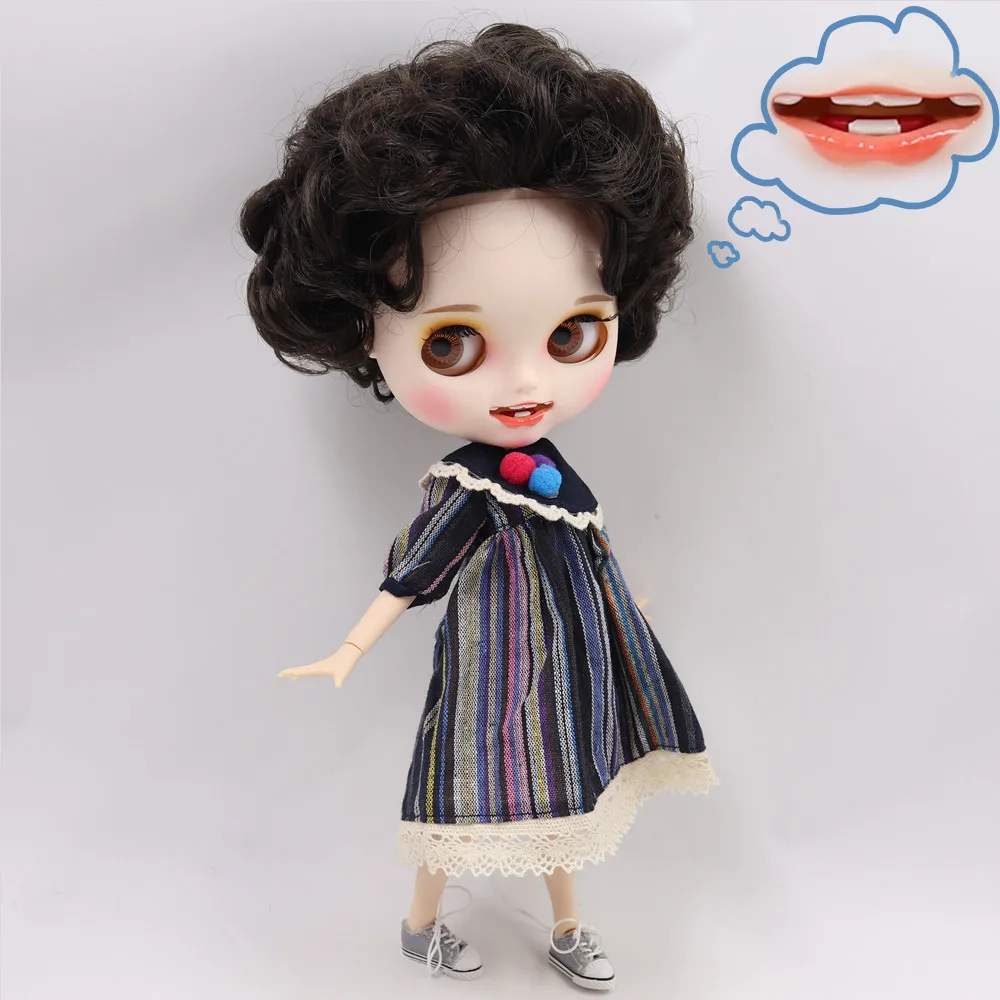 Ледяной DBS Blyth кукольные нет. BL950 черные волосы резные губы клыки матовая лицевая