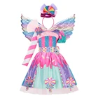 Конфетное платье для девочек Пурим фестиваль Дети Косплей маскарадный костюм леденец день рождения бальное платье с радужным крылом Новогодний подарок
