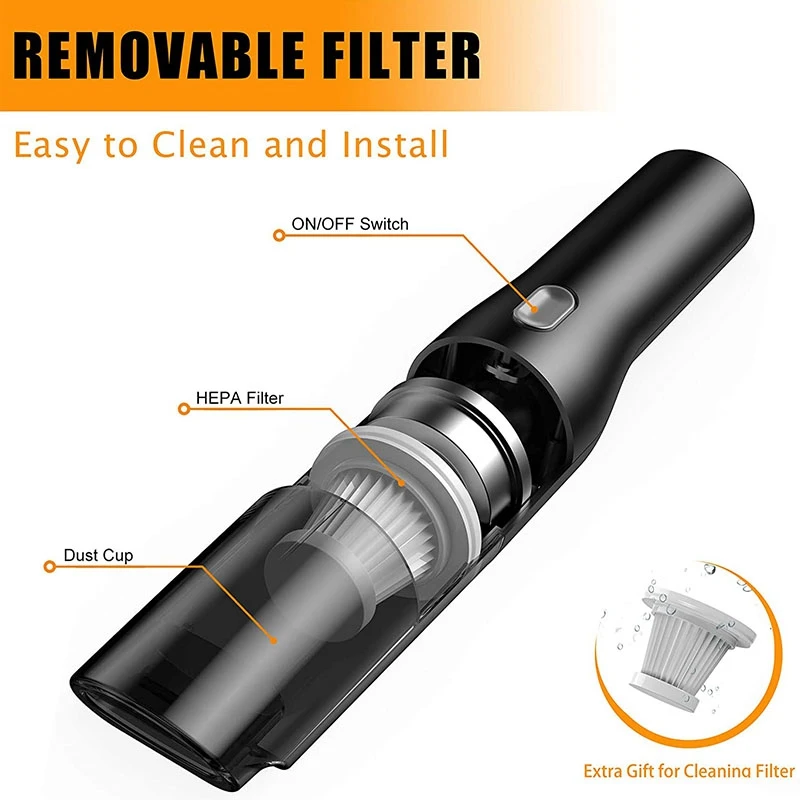 Автомобильный пылесос с HEPA-фильтром кПа портативный мини-пылесос для влажной и