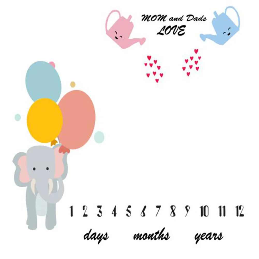 

100x100cm Cartoon Infant Milestone Photography Props Background Blankets Full Moon Calendar Boys Girls Photo Accessories
