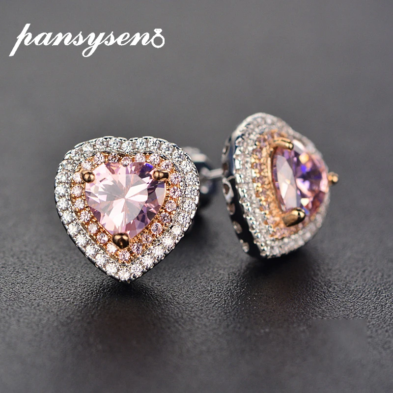 Женские серьги гвоздики из серебра 100% пробы с сердечками|Серьги-гвоздики| |