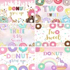 Пончик фон для дня рождения девочек сладкий десертный стол с декорацией задние планы для фотографирования на день рождения на заказ вечерние фото фон для фотосъемки детского дня рождения