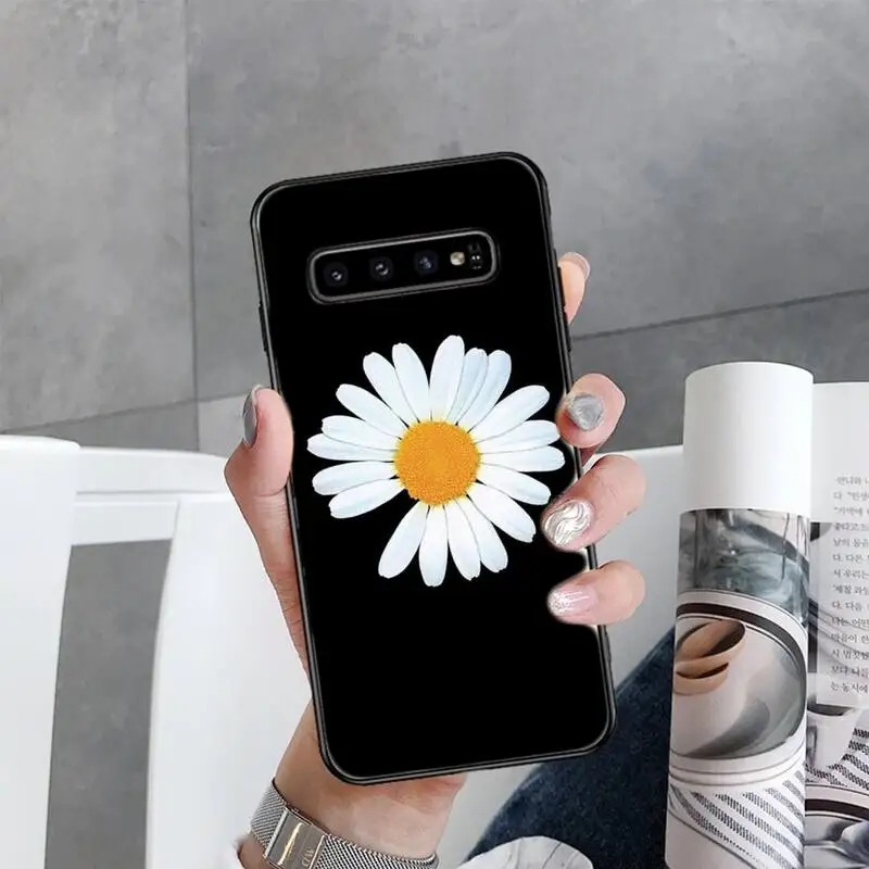 

Black White Flower Daisy Phone Case For Samsung Galaxy S7 S8 S9 S10 S10e S20 s21 s30 plus lite Ultra 5g