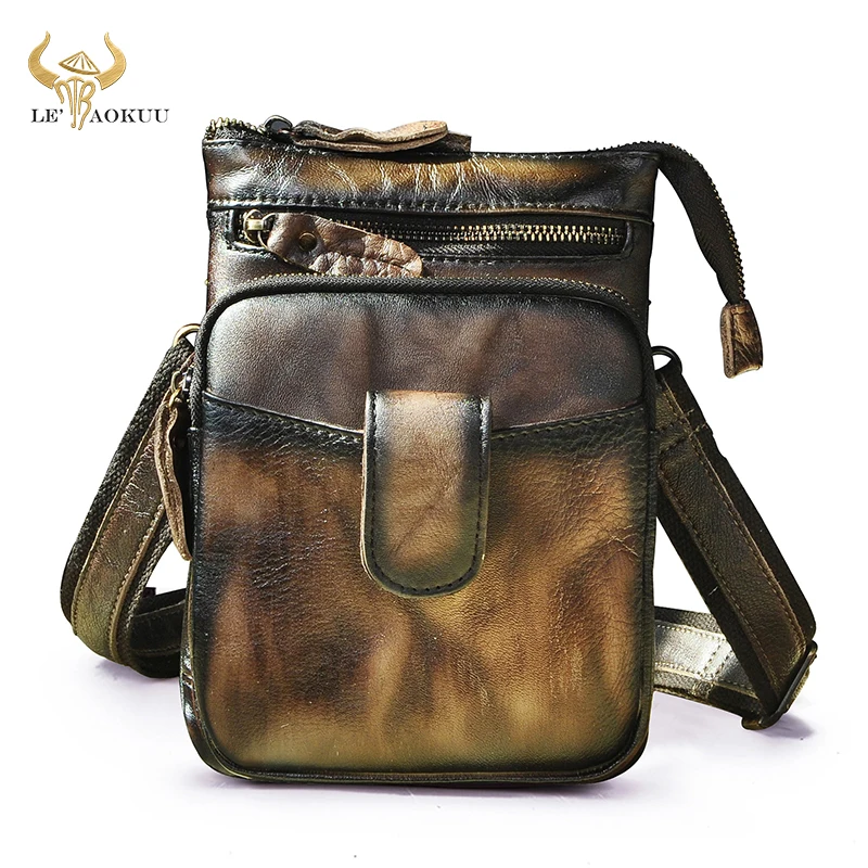 

Винтажная дизайнерская мужская сумка-мессенджер из натуральной кожи, Забавный поясной кошелек для планшета и сигареты, 6549