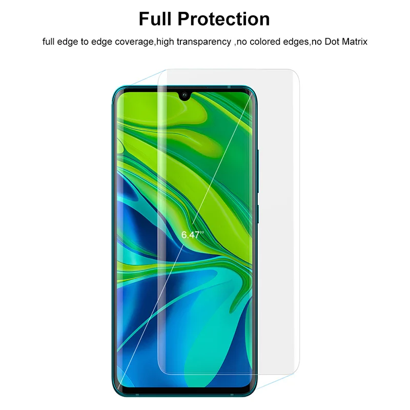Защитное стекло закаленное для XiaoMi Note 10 с распознаванием отпечатков пальцев УФ