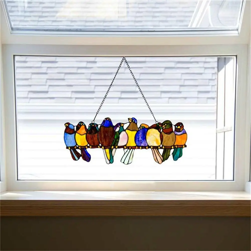 

Painted Birds Stained Glass Ornament Home Window Decoration Stained Glass Window Hangings This is a good accessory