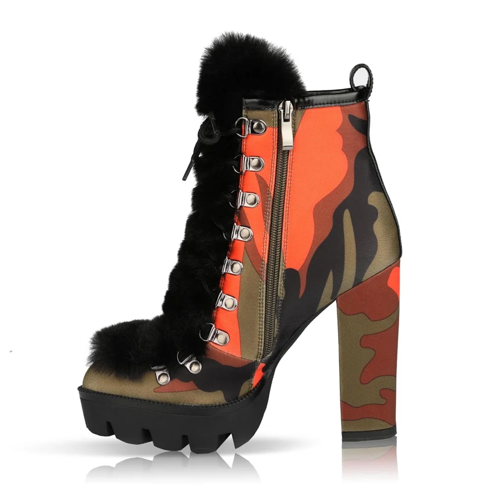 Женские ботильоны на платформе Perixir толстом каблуке со шнуровкой высоком