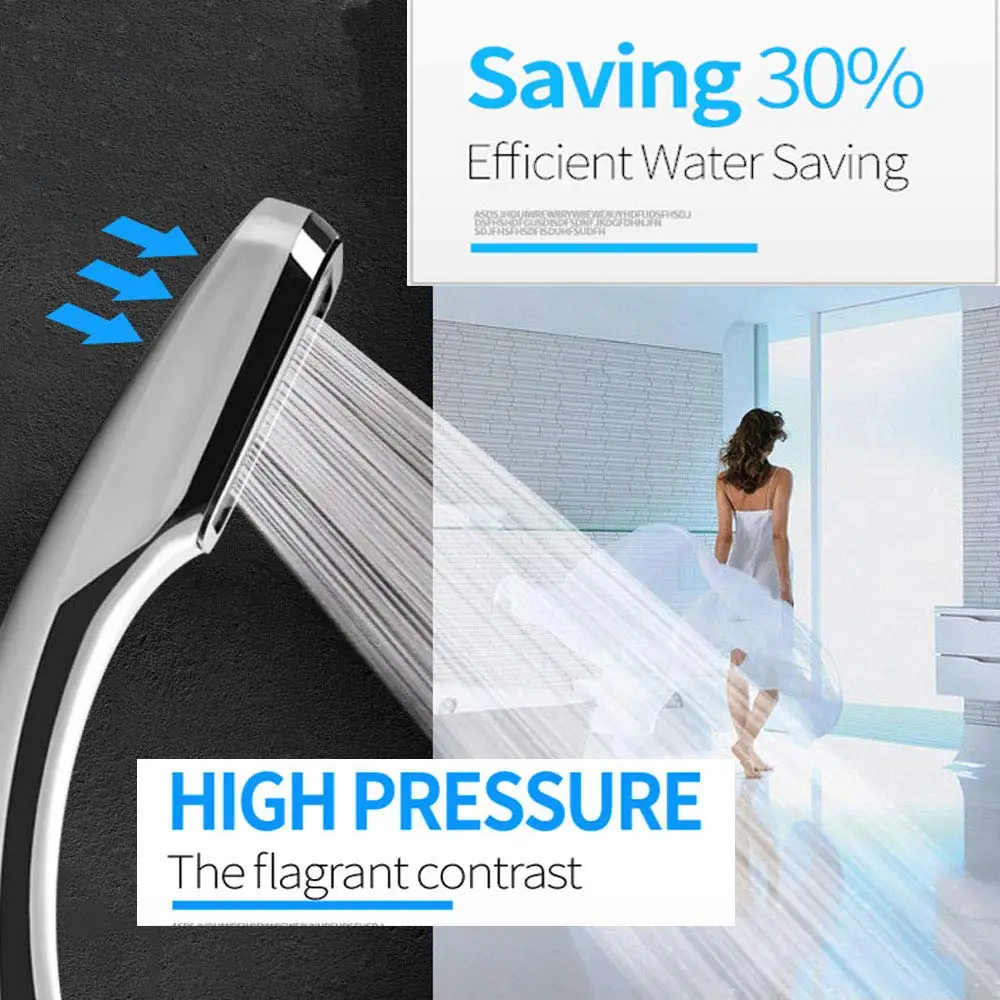 

Hand held Hot Sale 300 Holes Shower Head Water Saving Flow With Chrome ABS Rain High Pressure spray Nozzle bathroom accessories