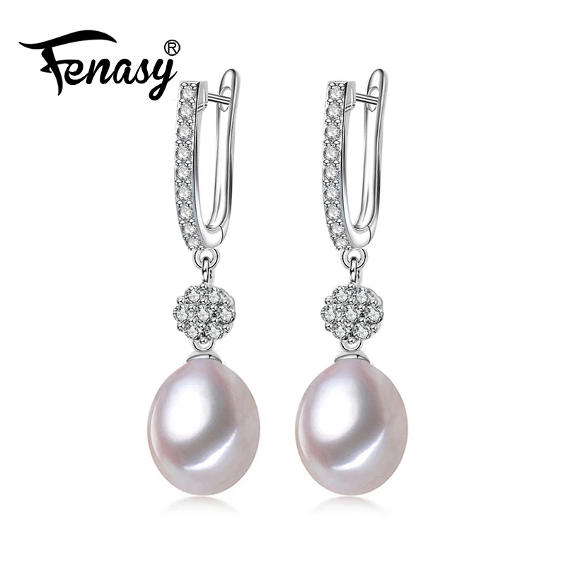 

FENASY 925 Sterling Silver Drop Earrings Natural Freshwater Pearl Earrings For Women Handcrafted Fashion Party Wedding Jewelry