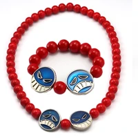 anime one piece portgas d ace red beads necklace white beard pendants necklaces cosplay props charm jewelry with box