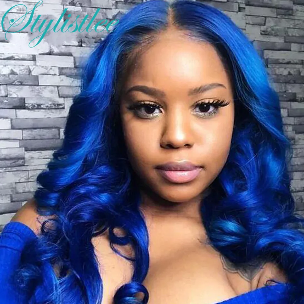 

Blue Wig 13x4 Lace Frontal Wig Colored Human Hair Wigs For Black Women Wet and Wavy Body Wave Lace Front Wig Brazilian Hair Wigs