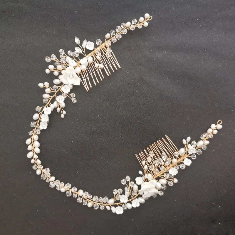 Женская повязка на голову с жемчугом и кристаллами|Украшения для волос| |