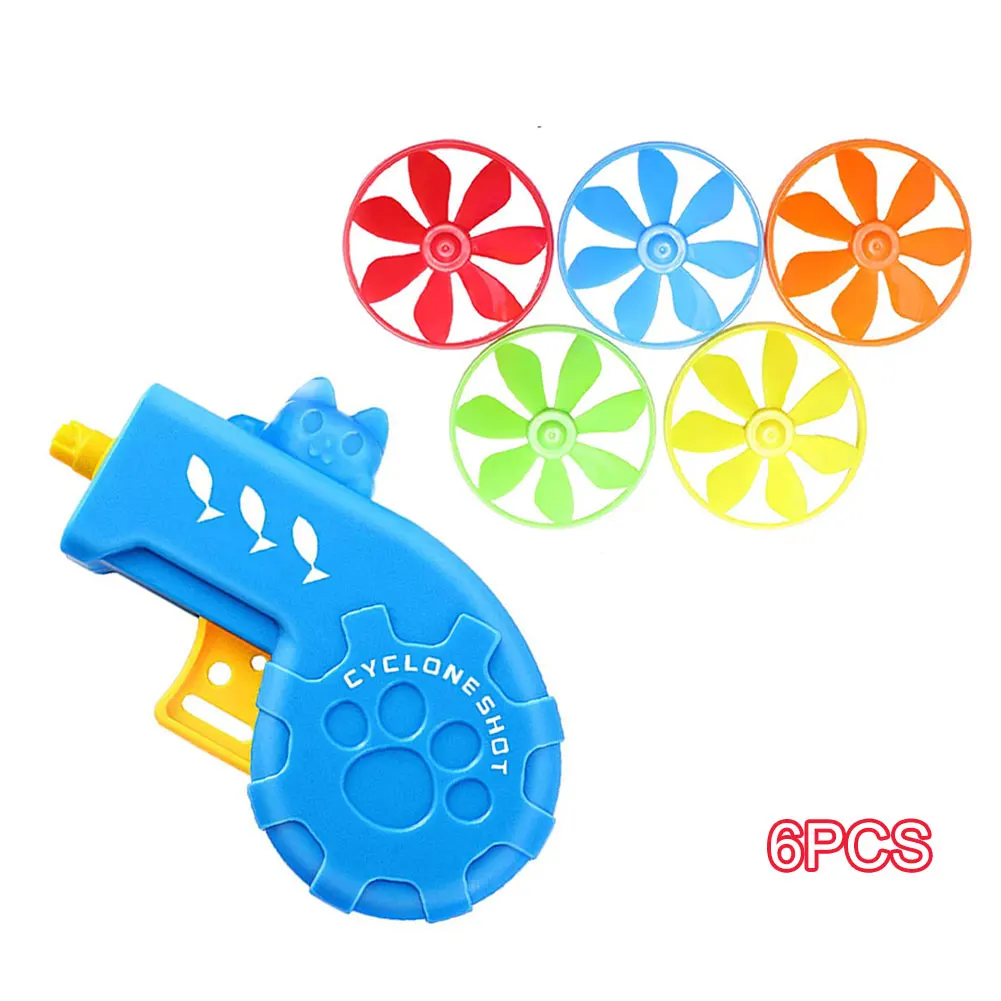

6PCS Cat Fetch Toys Set Pet Catching Chasing Game Interactive Toy With Flying Propellers Flying Disc Saucer Launcher Exercising