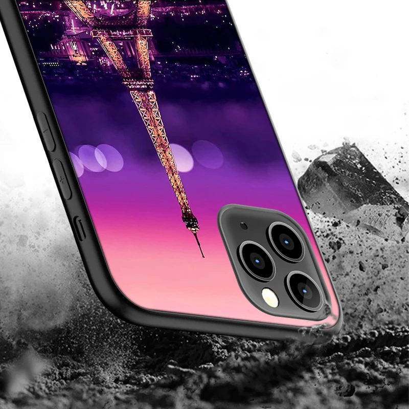 

Eiffel Tower Case for IPhone 12 Pro Max Case for IPhone 11 12 Pro XR XS Max Mini 7 X 8 6 6S Plus 5 SE 2020 Black Silicone Funda