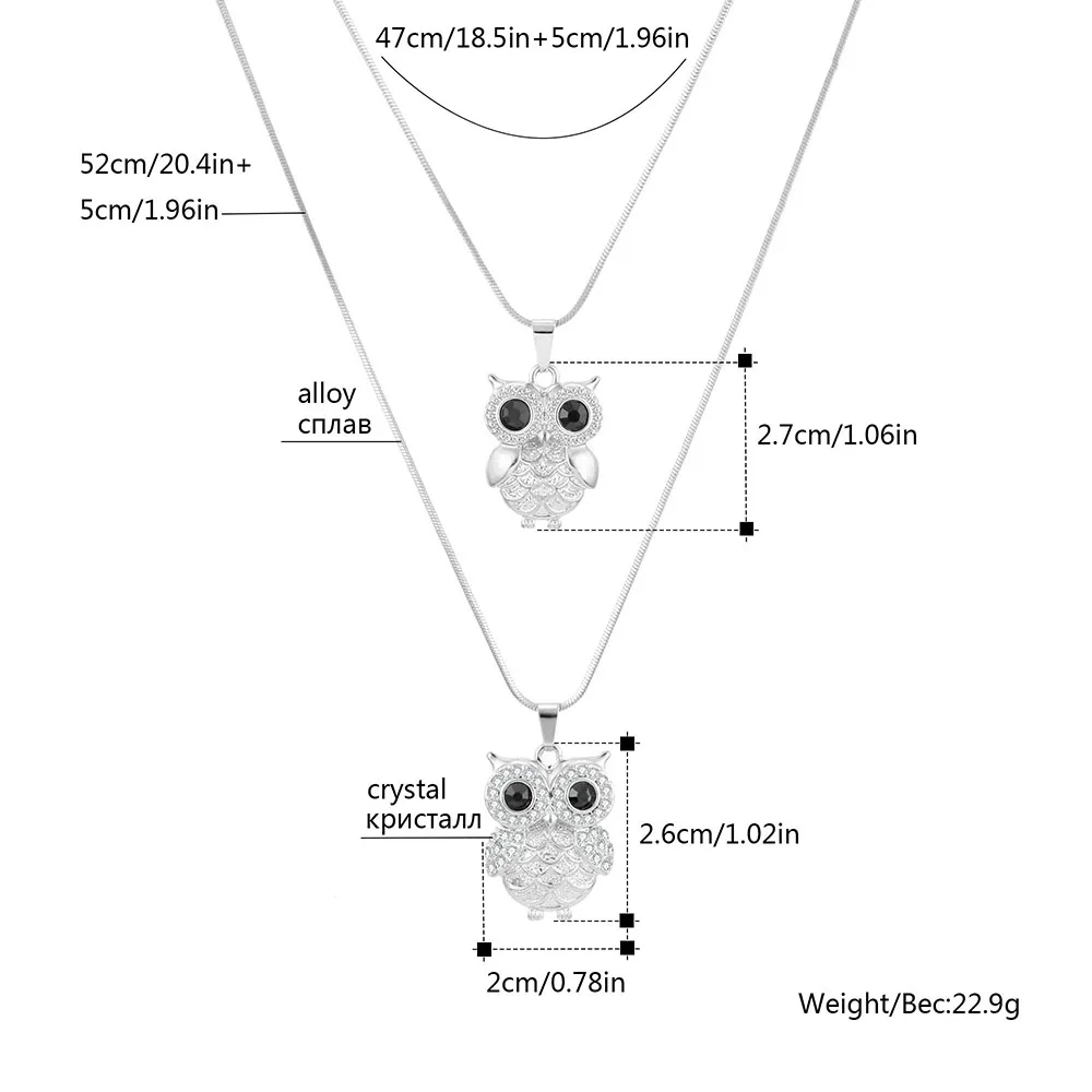 Женское Двухслойное Ожерелье Стразы ожерелье серебристого цвета с кулоном в