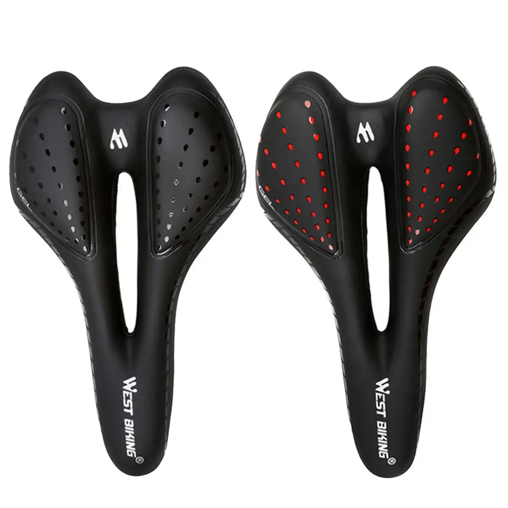 

WEST BIKING Bicycle Saddle Waterproof Breathable Silicone Cushion PU Surface Thickened MTB Seat Cycling Equipment
