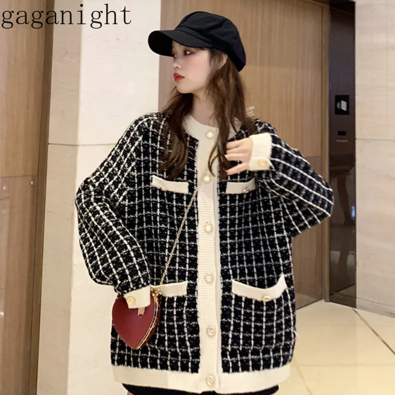 Gaganight демисезонный винтажный клетчатый кардиган для женщин с длинным рукавом и