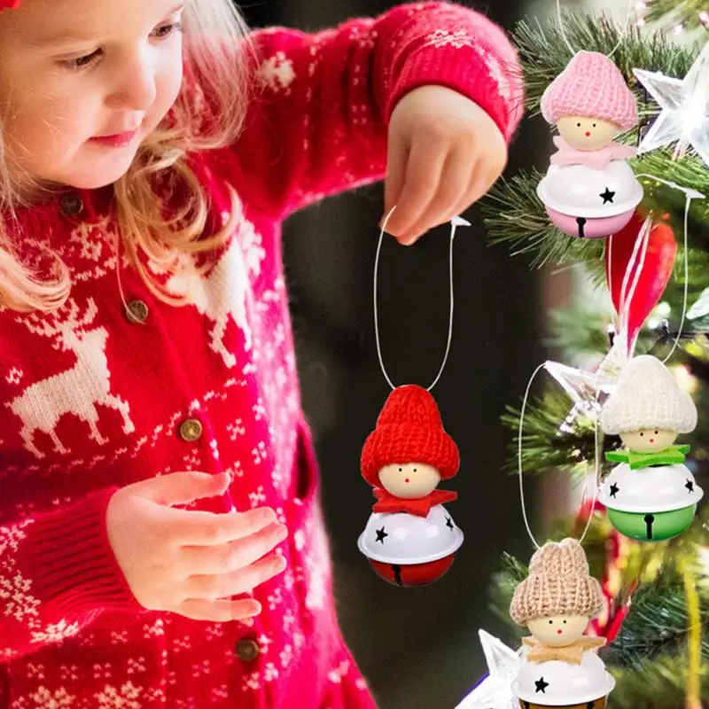 

Новая Рождественская кукла, подвеска, Рождественское украшение, Рождественская вязаная шапка, колокольчик, подвеска на рождественскую елк...