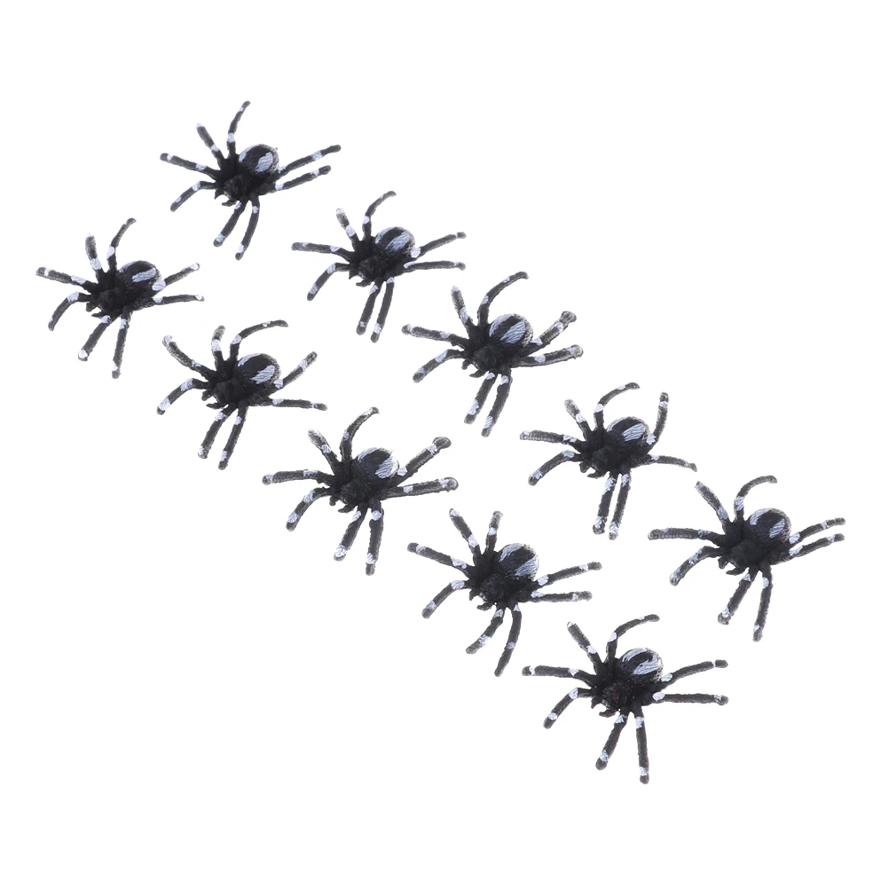 5pcs/lot 4.5cm Small Black Plastic Fake Spider Toys Novelty Funny Joke Prank Realistic Props Halloween Decorative Spiders - купить по