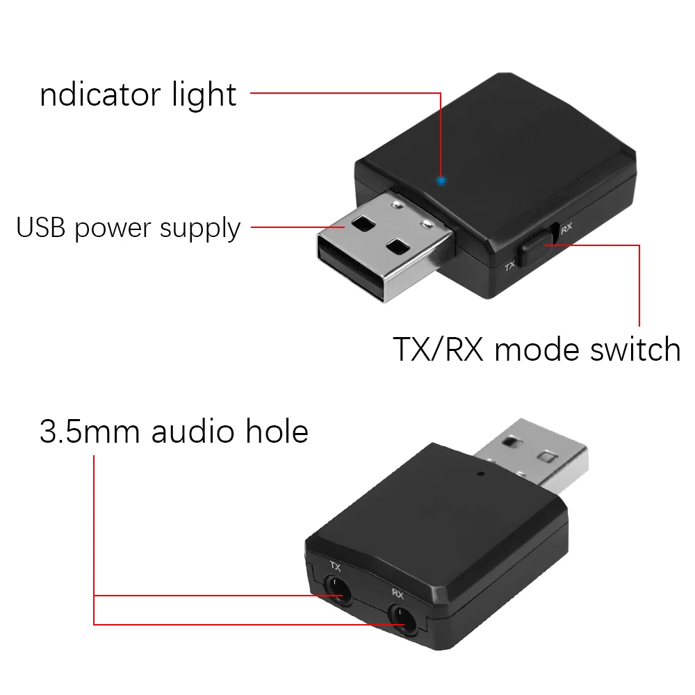 Автомобильный HIFI аудио 3 в 1 USB Bluetooth 5 0 передатчик приемник адаптер EDR ключ мм AUX для