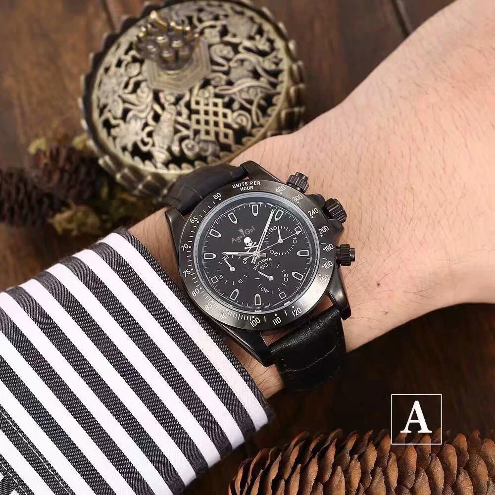 

Classic New Men Automatic Mechanical Watches Full Black Stainless Steel Sapphire Glass Skull Canvas Leather Watch AAA+