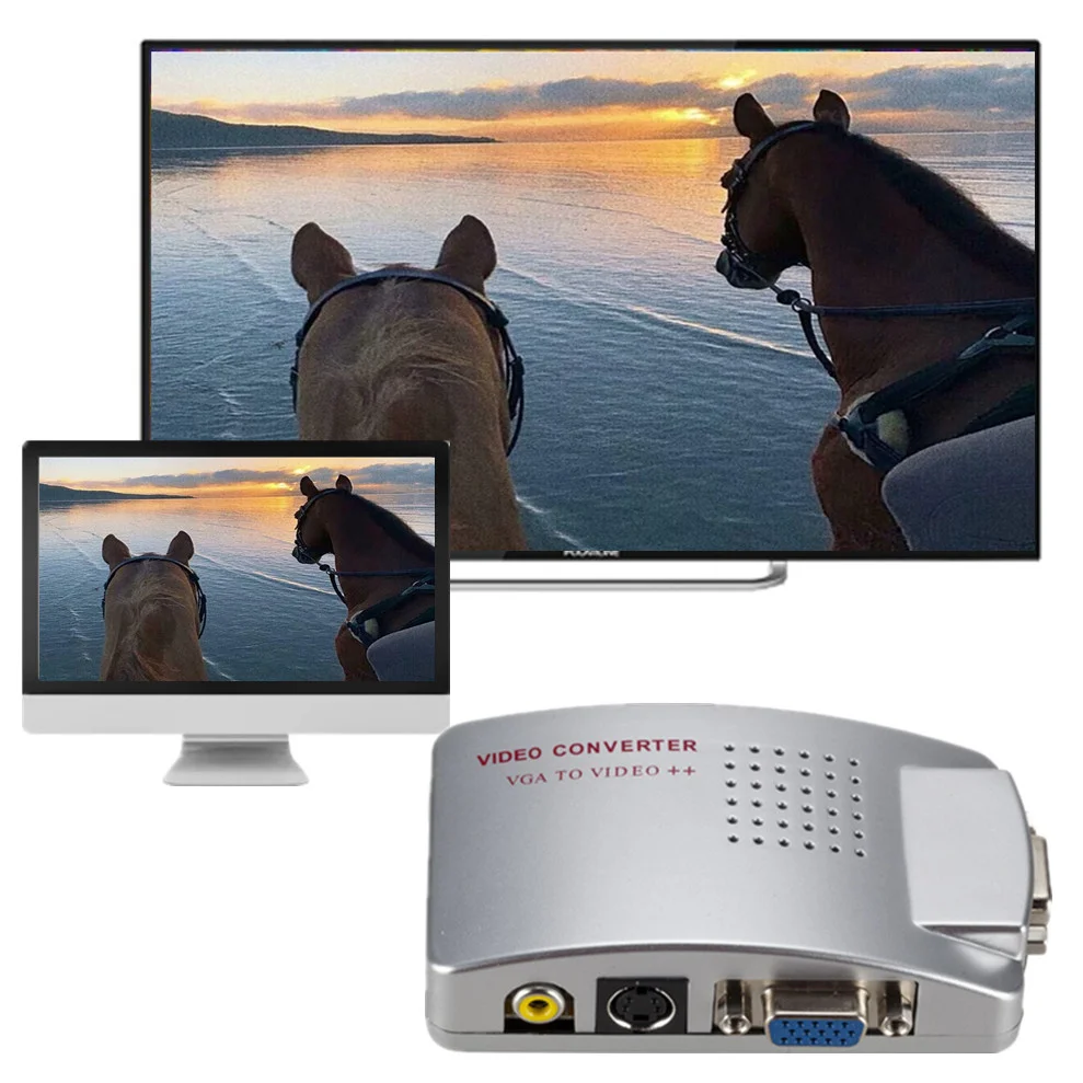 ПК конвертер VGA в ТВ AV RCA адаптер сигнала видео переключатель композитный