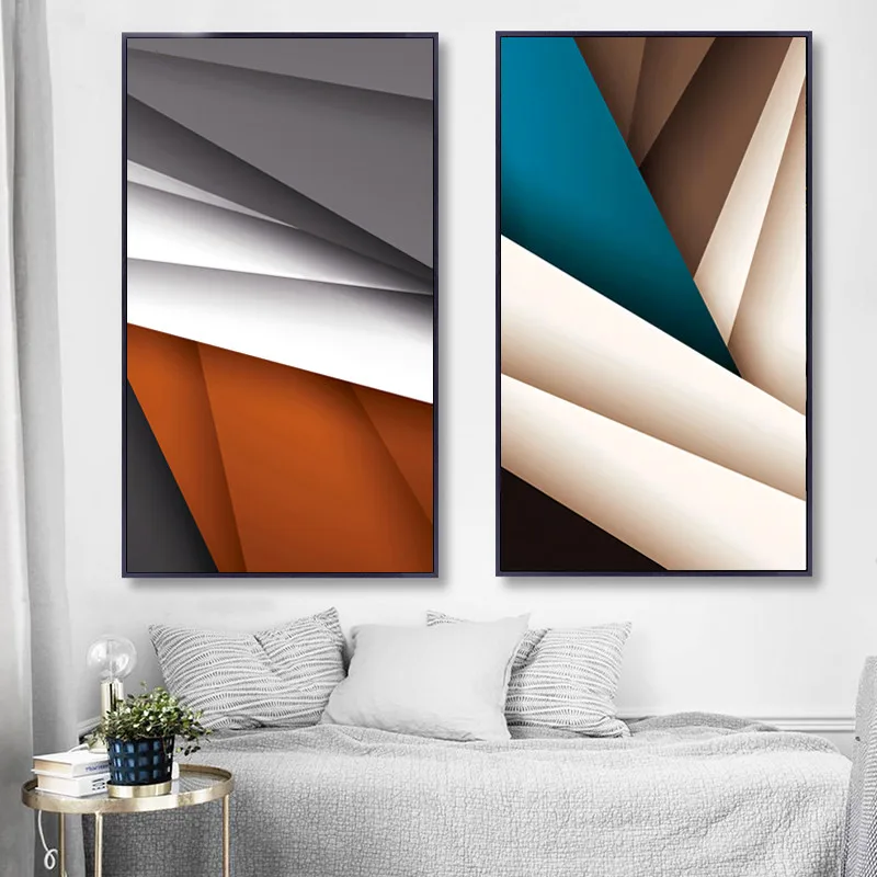 

Синие настенные художественные принты, модульные плакаты, абстрактная Геометрическая Группа, скандинавский стиль, картины на холсте для го...