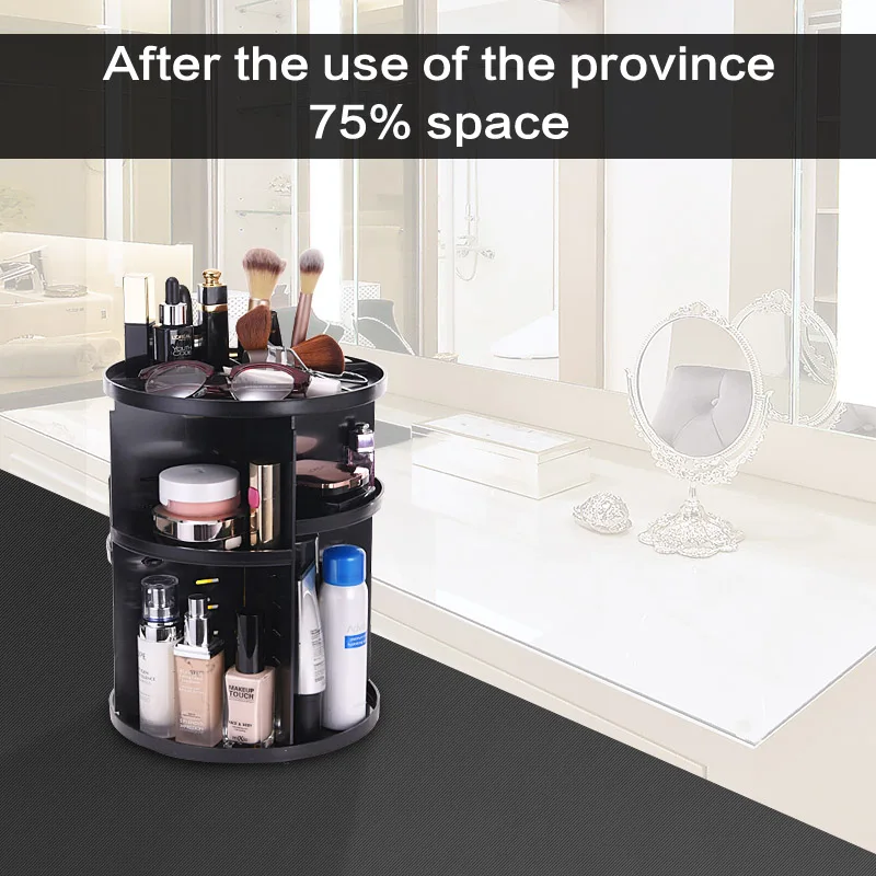 [ВИДЕО] модный вращающийся на 360 градусов Органайзер для макияжа коробка