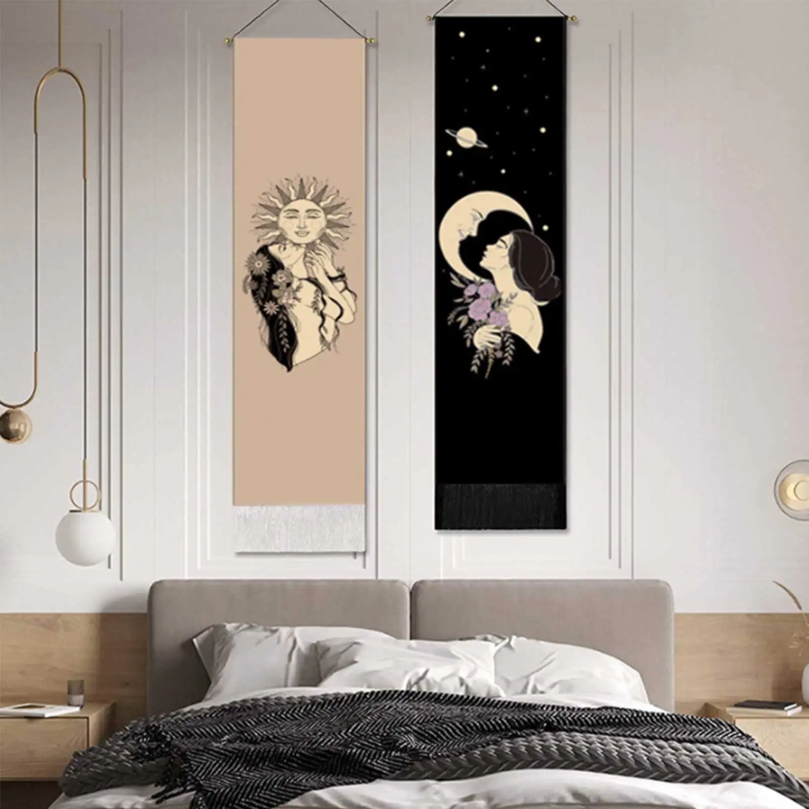 

Moon-гобелен, расшитый звездами Спальня стене висит украшение в богемном стиле гобелены для Спальня Гостиная украшение комнаты настенный гоб...