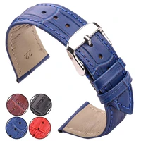 genuine leather watchband women men cowhide watch strap 18 19c 20 21 22 24mm wrist bracelet blue red black brown belt