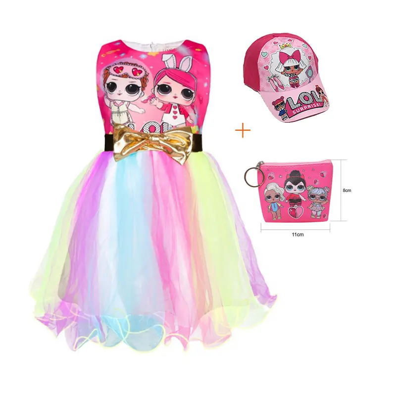 2019 Пышное Платье с золотым бантом и героями мультфильмов для девочек платье