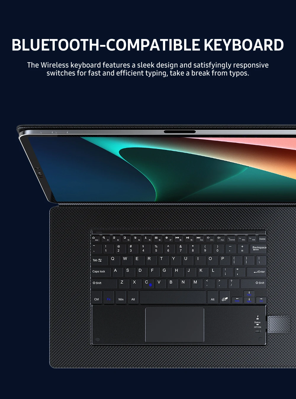 Беспроводная Bluetooth-клавиатура UPERFECT Magic с тонким кожаным чехлом для Huawei Samsung