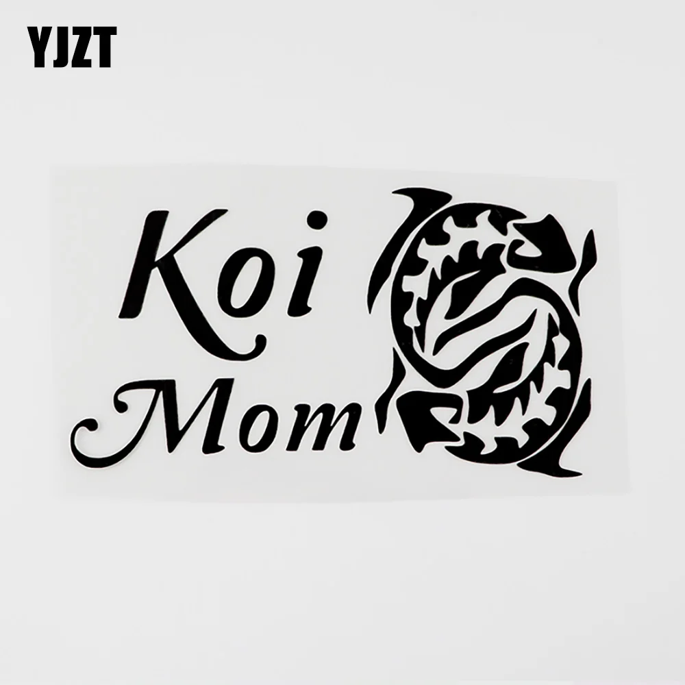 

YJZT 15.3CMX8.5CM Fish Graphical Animal Koi Mom Vinyl Decal Car Sticker Black/Silver 8C-0098