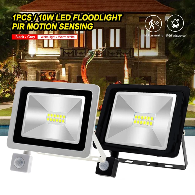 

10W LED Floodlight 2835SMD PIR Motion Sensor Lamp Outdoor Angle 120 Garden Security Flood Lights Wall Light 220v IP65 Waterproof