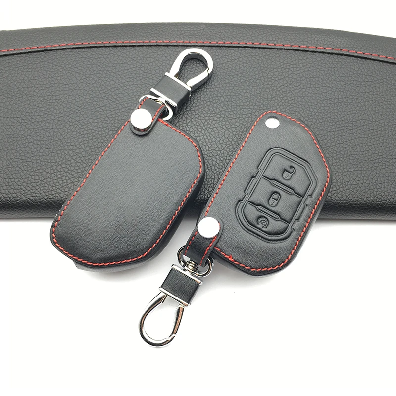 

Hot Sale Leather Car Keys Cover Organizer Key Holder Bag Key Case Holder For Jeep Wrangler JL 2018 Car Accessories Interior