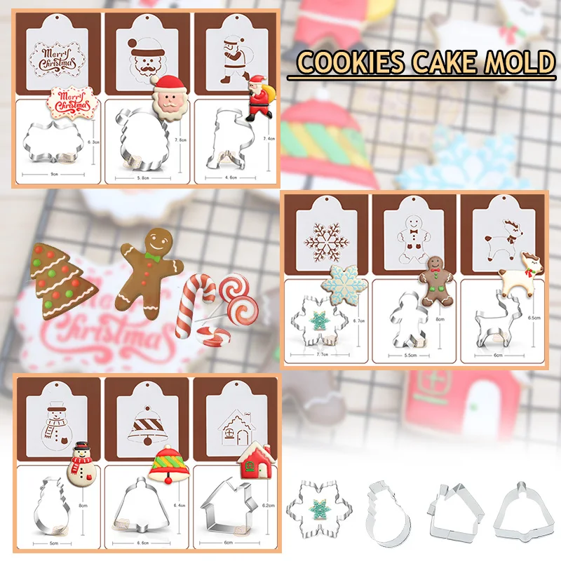 

9 Style Christmas Theme Baking&Printing Cookie Mold Cute Shape Biscuit Mold DIY Fondant Pastry Decorating Baking Kitchen Tools