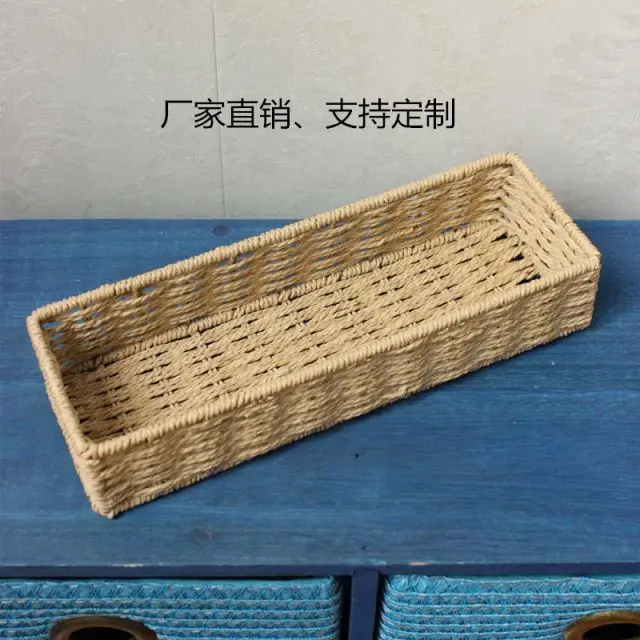 

2021 New Foreign Trade Straw Storage Box Stationery Remote Control Hairpin Finishing Basket Square Without Cover Desktop Office
