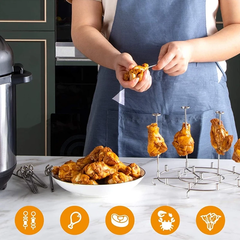Air Fryer Accessory Vertical Chicken Grill Rack for Pressure Cooker Fork Shovel Holder Home Restaurant Roasting Tool | Дом и сад