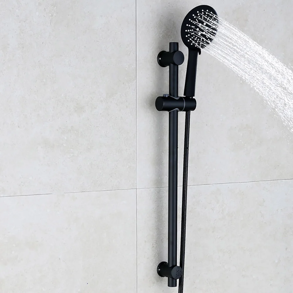 stainless steel black bath sliding bar wall mounted adjustable rail bathroom accessories handheld shower head rod free global shipping