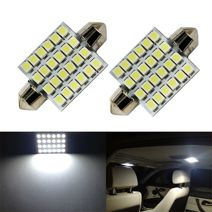 

Auto License Plate Dome Reading Light 24SMD 41MM Car LED Double Point Light For Boats Camper