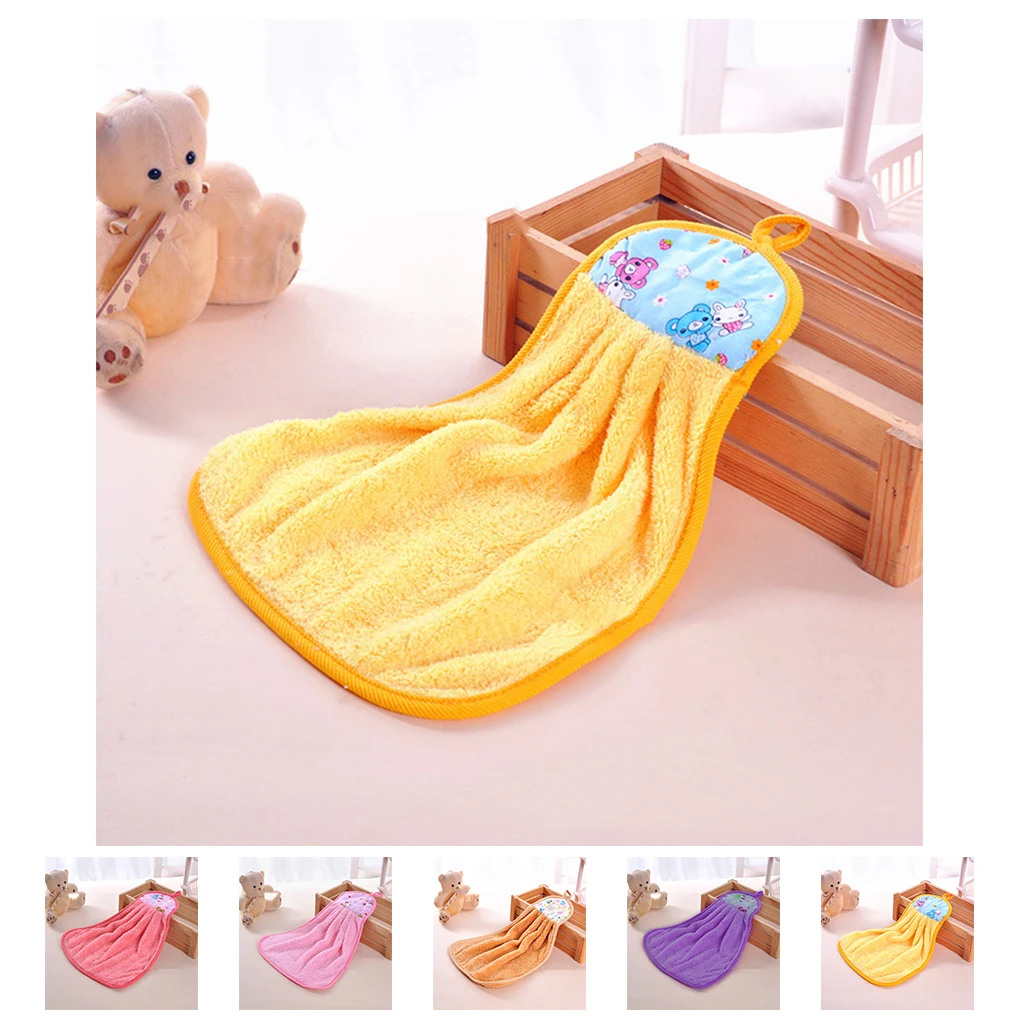 Мультяшное полотенце для рук с улыбкой детское из микрофибры мягкая плюшевая