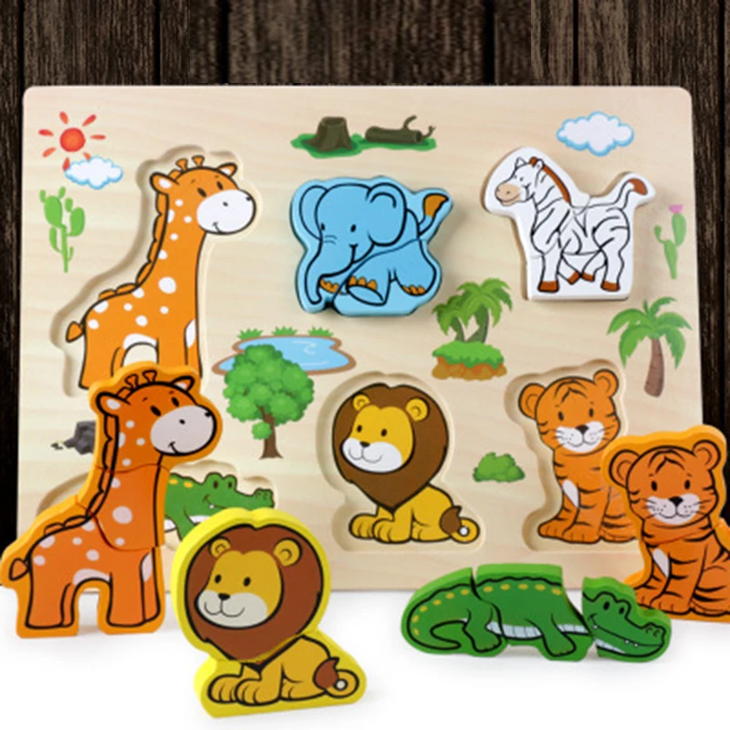 

Baby Montessori Toys Wooden Puzzle Cartoon Vehicle Digital Animal Puzzles Jigsaw Board Learning Educational Toy for Children