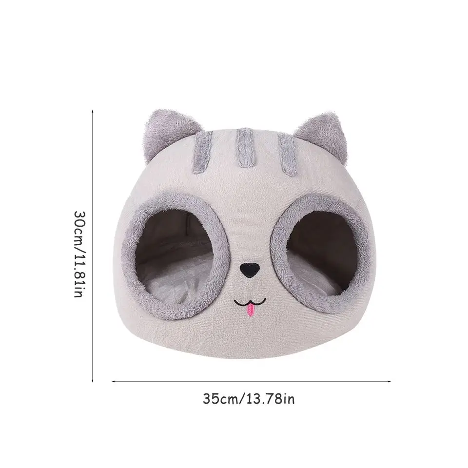 

Cat Bed Cave Soft Covered Cat Bed Cat Head Shaped Pet Kitten Hut Cat Head Kennel Semi-closed Thick Warm Pet Kennel Pet Supplies
