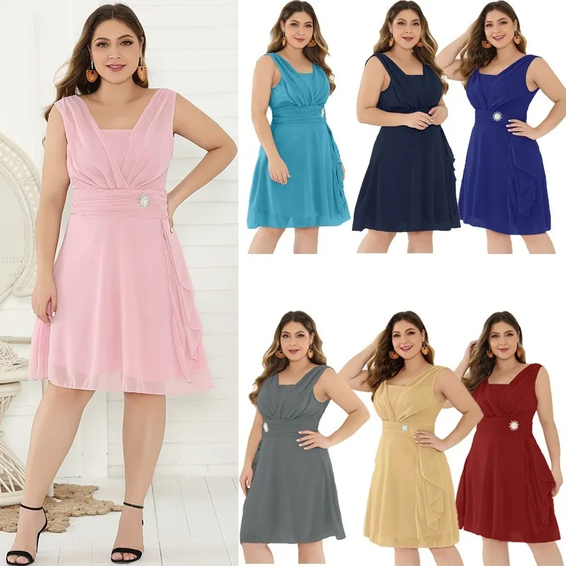 

Short Elegant Bridesmaid Dress A-Line Sleeveless Chiffon Sashes Bridesmaid Dresses Short Creme Formal Short Dress for Wedding