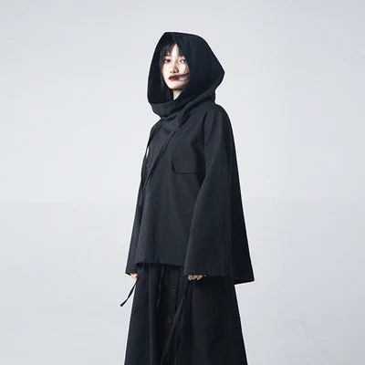 

Dark suit hoodie woman fashion loose autumn 2020 new long-sleeved collar jacket wind short jacket