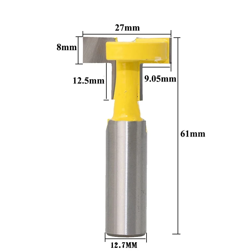 

12mm 1/2 Inch Shank T-Slot Handle Router Bit Tungsten Carbide Slotting Straight for Wood Milling Cutter Woodworking 03003