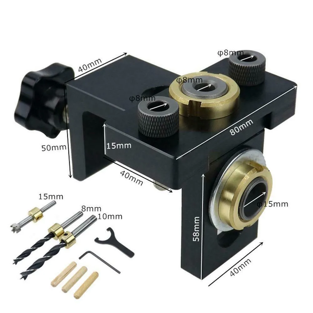 

3 In1 Doweling Jig Pocket Hole Kit Wood Vertical Multi-Purpose Drilling Detachable Locator High-Precision Scale For Drill Dowel