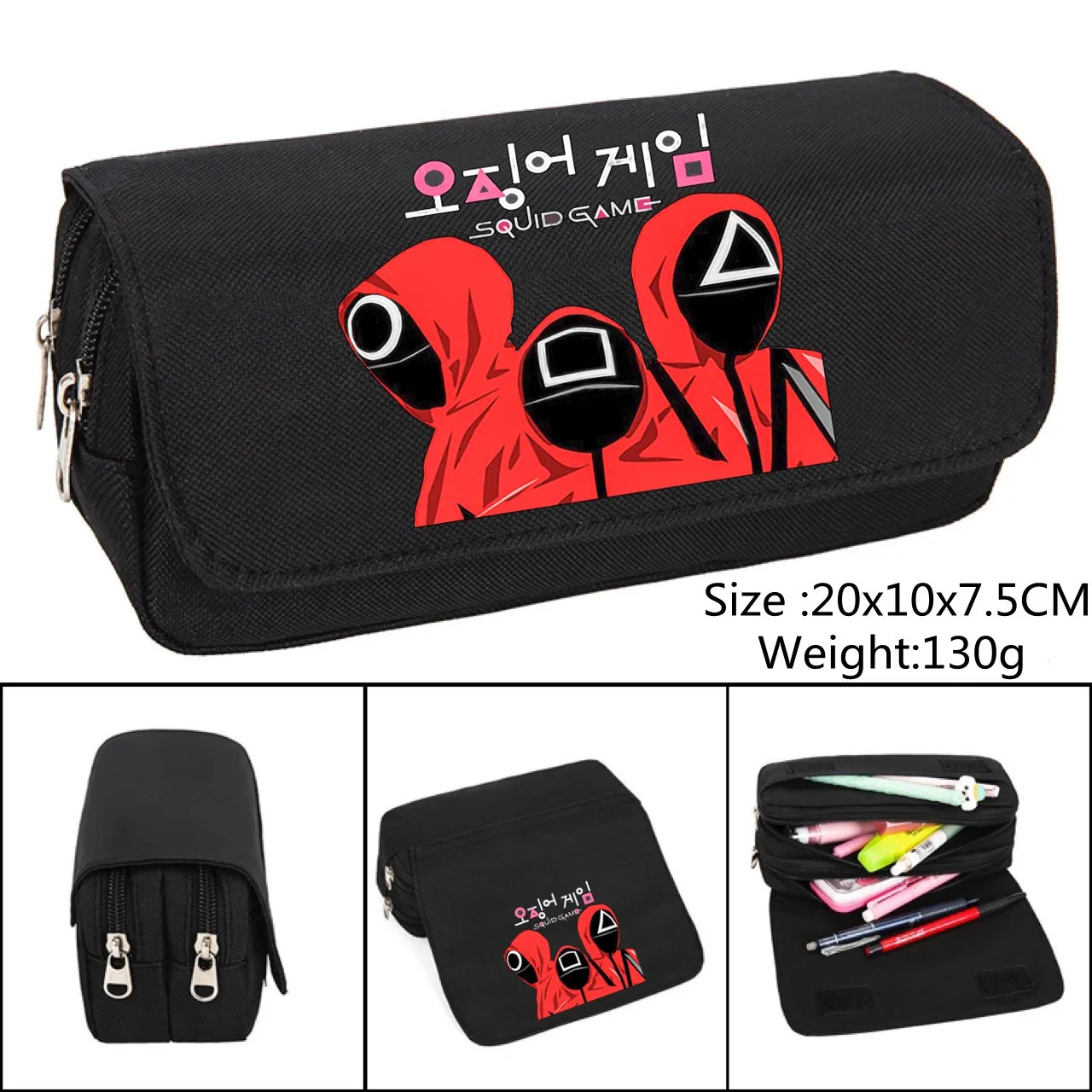 

Hot TV SquiGames Pencil Case Men Women Make up Cosmetic Bag Student Stationery Multi-function flip Bags Gift