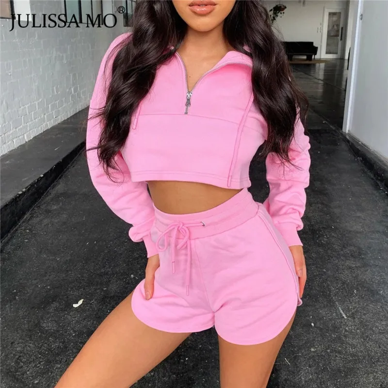 Женский спортивный костюм JULISSA MO из двух предметов розовый топ с капюшоном и